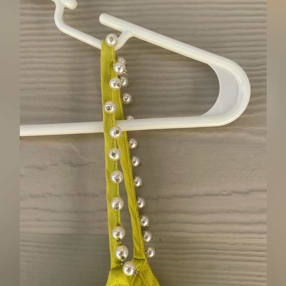 MARCNEWYORK XL neonyellow linen pearl spaghetti straps semi sweetheart neckline. - Picture 5 of 16